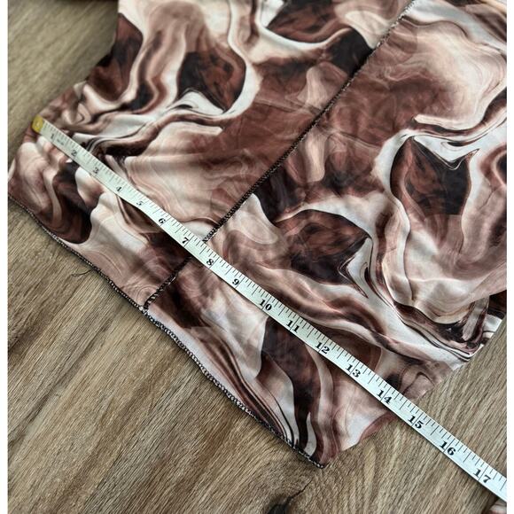 PrettyLittleThing Brown Swirl Sheer Top Size 12 - Picture 6 of 9